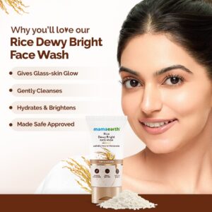 Rice Dewy Bright Face Wash With Rice Water & Niacinamide for Glass Skin - 150 ml -Mamaearth - Image 3