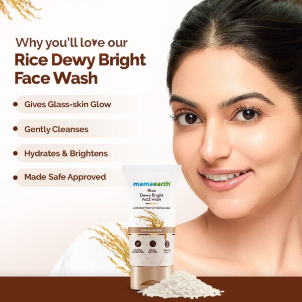 Rice Dewy Bright Face Wash With Rice Water & Niacinamide for Glass Skin - 150 ml -Mamaearth